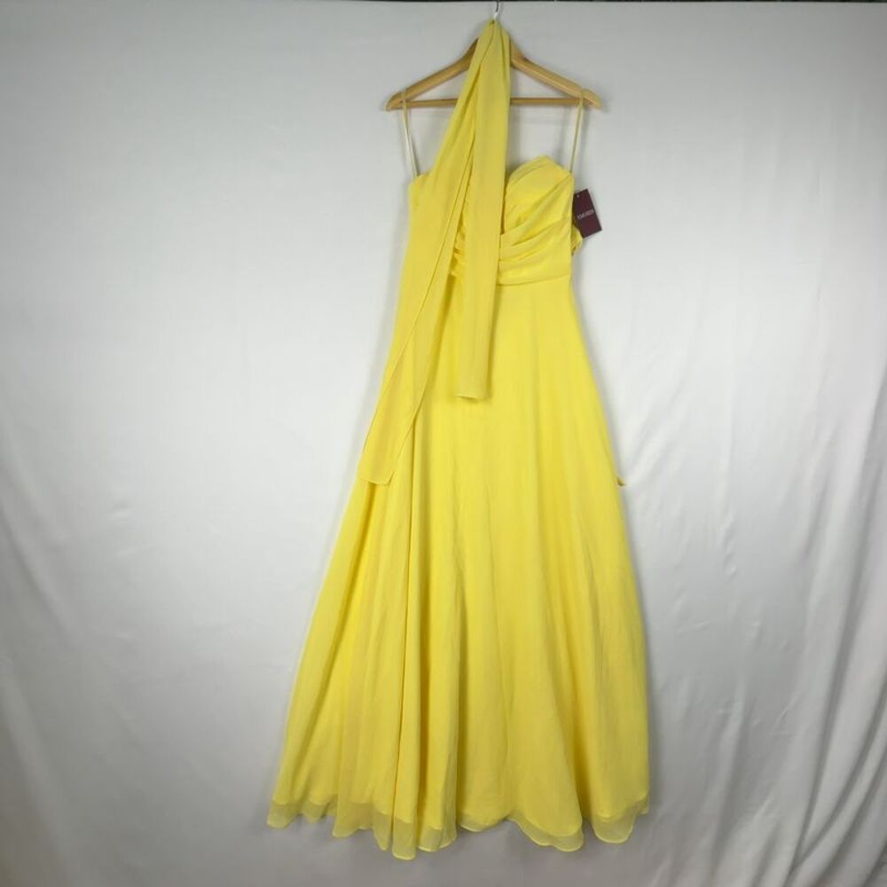CD Strapless Chiffon Dress w/ Scarf Accessory & Lace Up Back